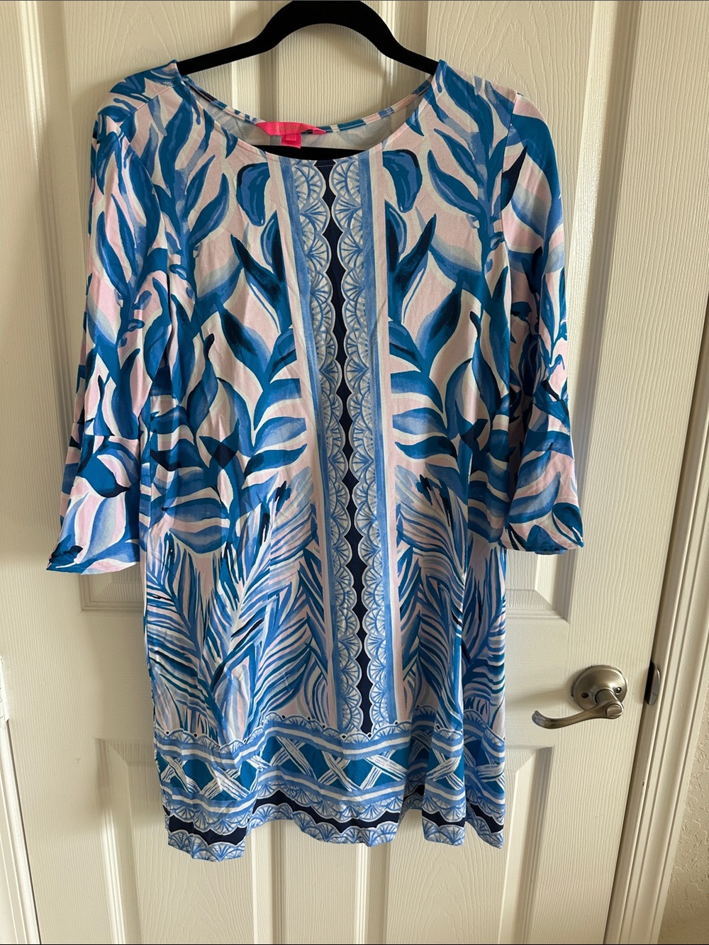 Lilly Pulitzer Blue & Pink Leaf-Block Tunic